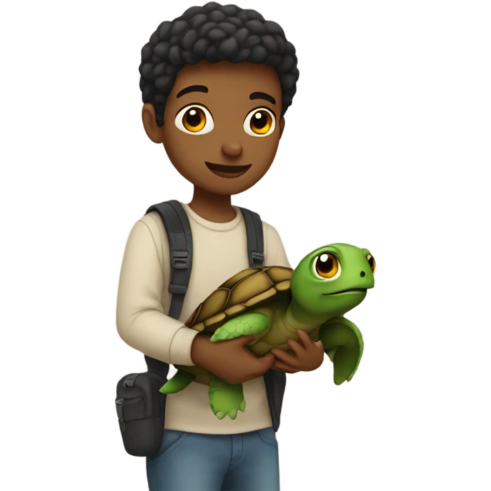 Me carrying a turtle emoji