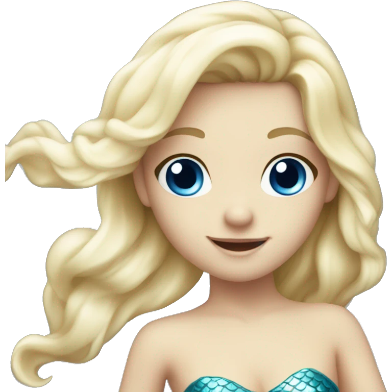 very young white blonde mermaid with blue eyes dancing emoji