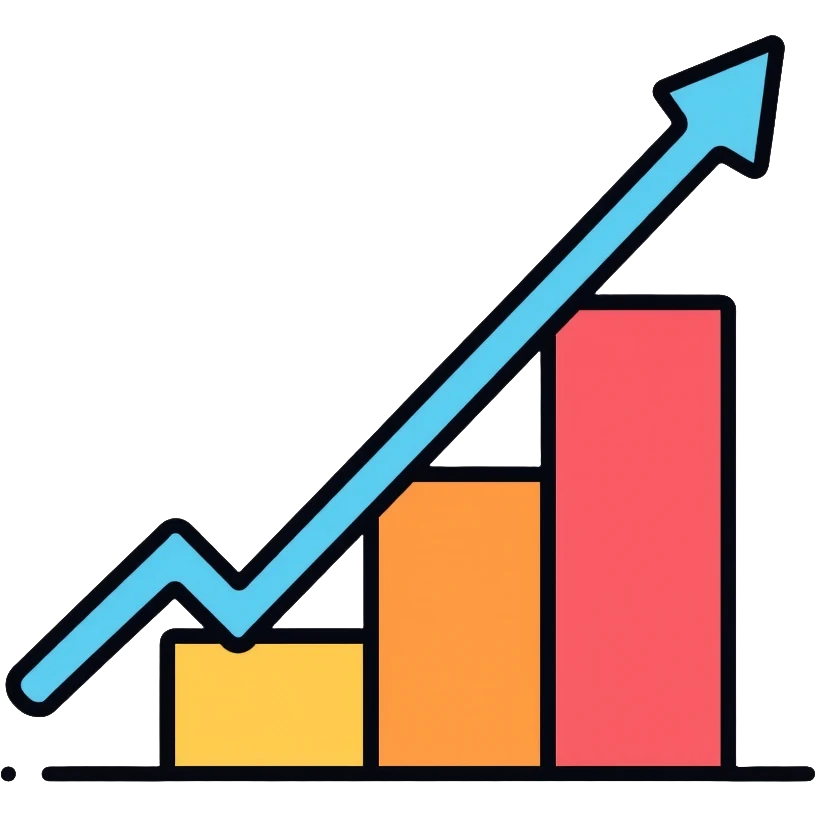business chart with upward trend emoji