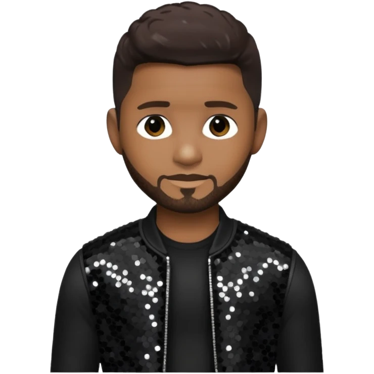 Usher with dark brown hair, black sequin tour outfit  emoji