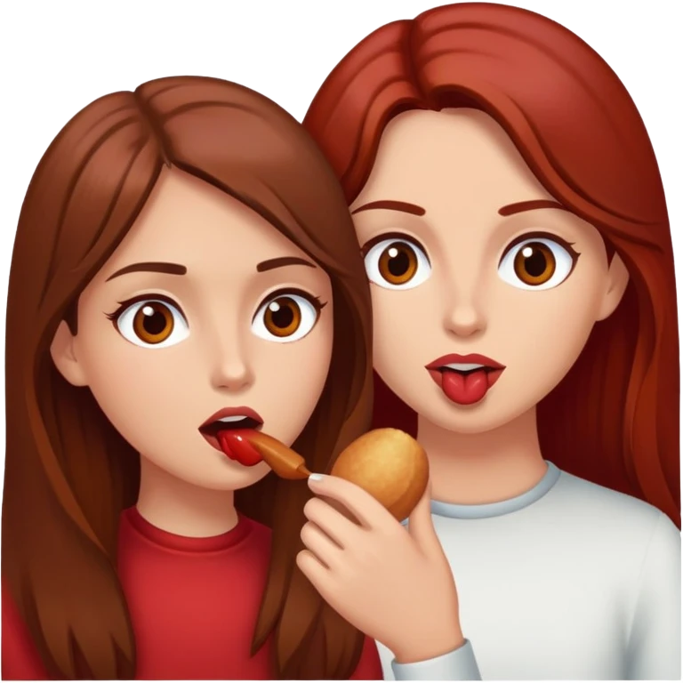 A red guy has a taste with a brunette with brown eyes and long brown hair emoji