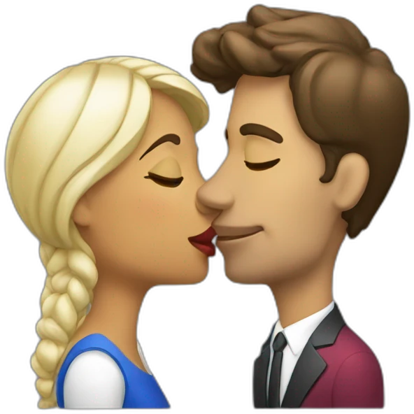 two face Colombian woman kissing french man emoji