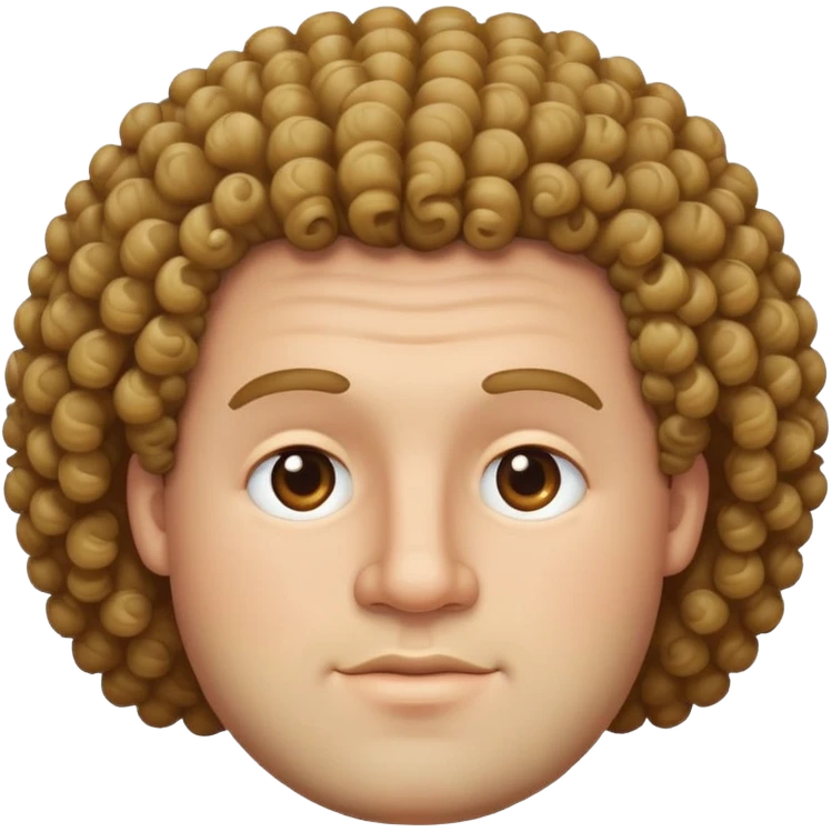 Big man with curly hair and round face emoji