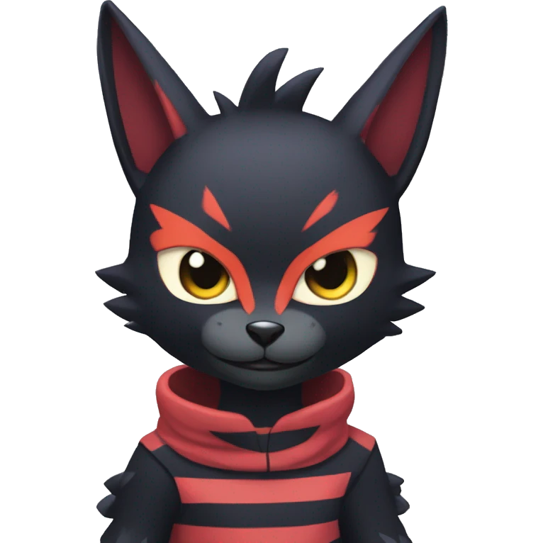 Cool Anthro Black Noibat-Quilava-Litten-Pokémon with edgy stripes Full Body emoji