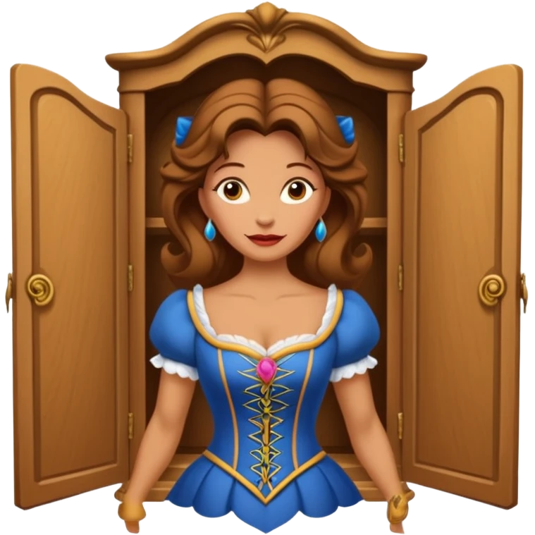 A middle-aged lady character from the fairy tale Beauty and the Beast — she was turned into a wardrobe by magic, while retaining the wardrobe's original form and having an anthropomorphic face. emoji