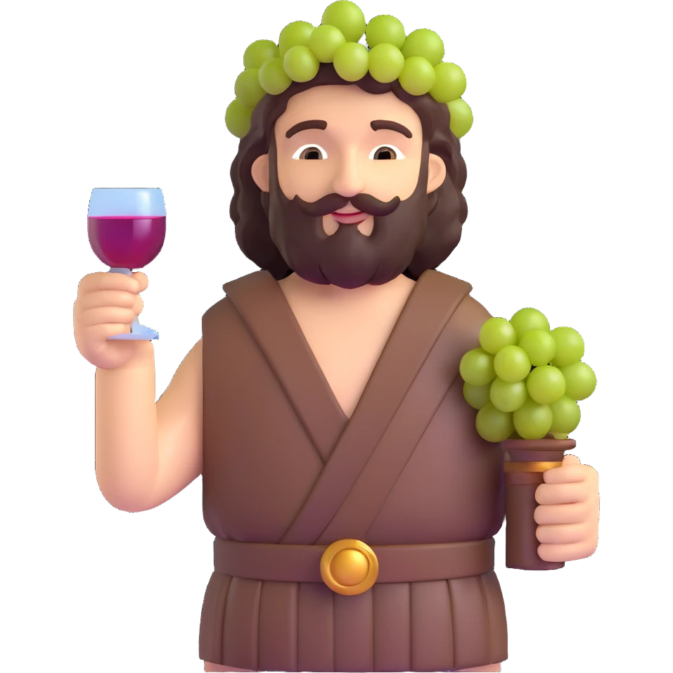 Bacchus Roman god of wine with grapes and wine cup emoji