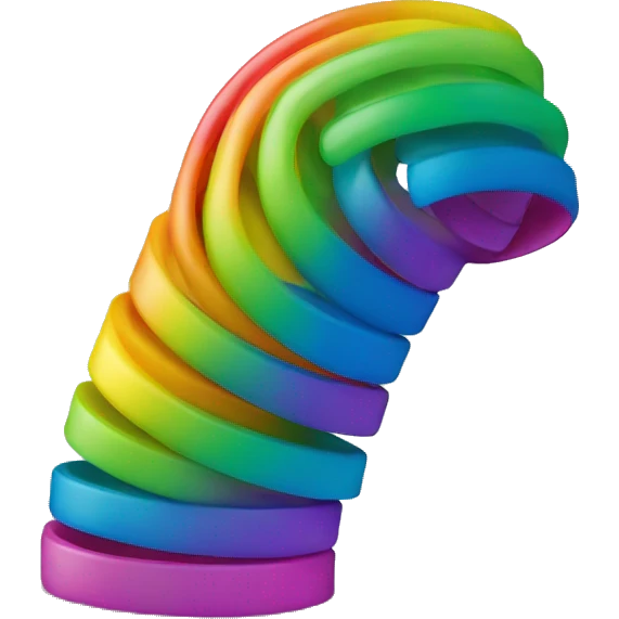 rainbow coloured plastic slinky emoji