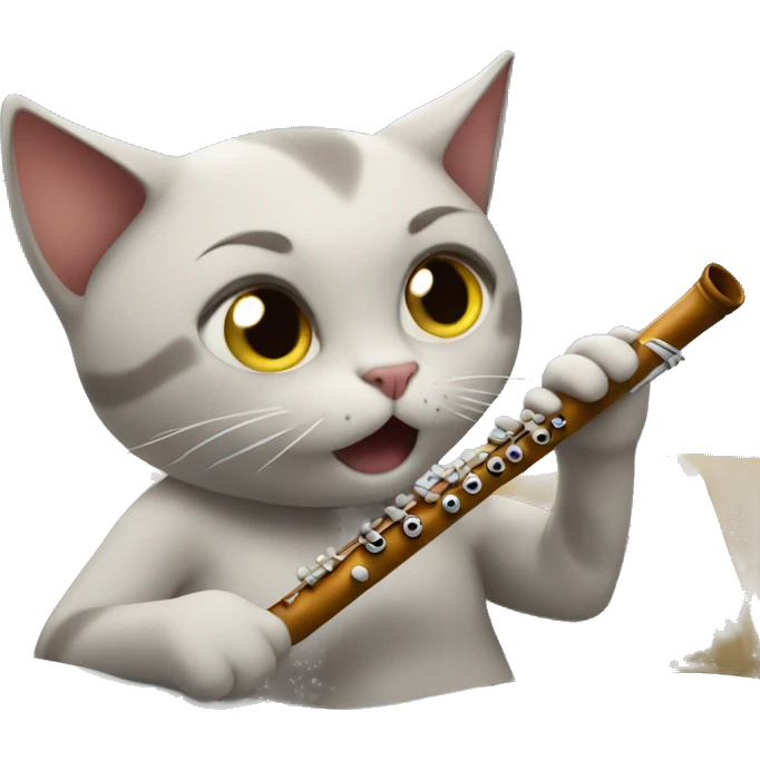 A cat playing the flute in bed emoji