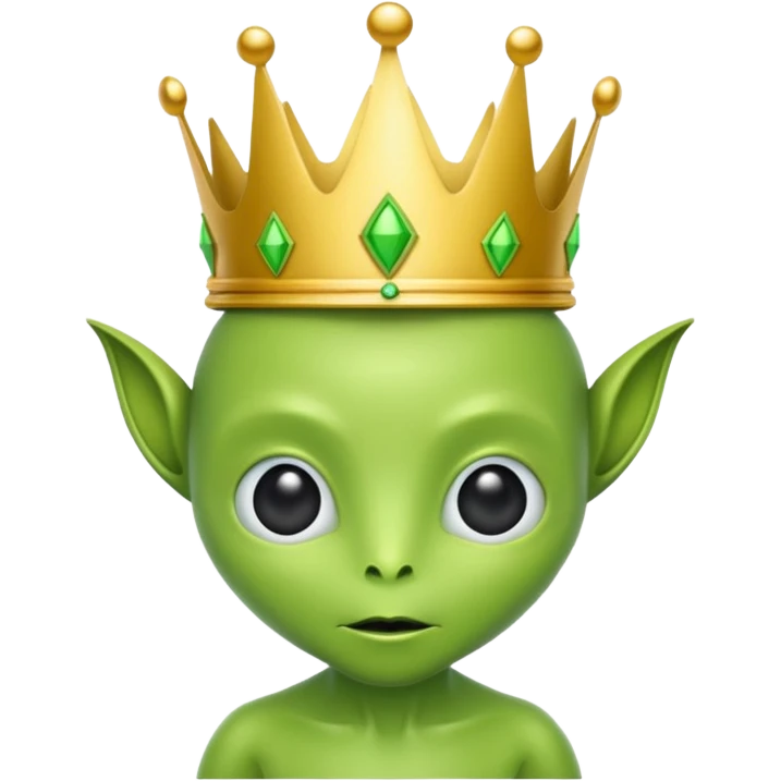 green alien with crowN emoji