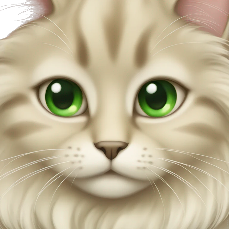 beige fluffy cat with green eyes emoji