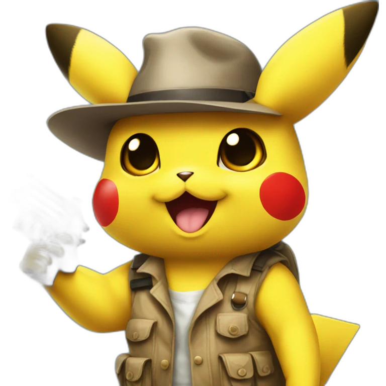 pikachu, holding watergun, mafia trenchocat emoji