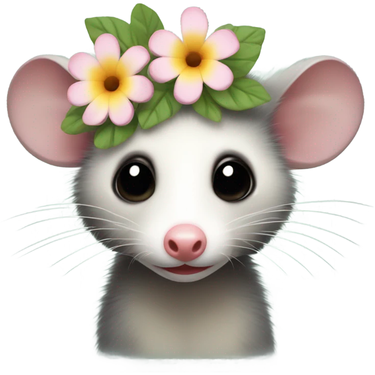 Opossum with flower headband emoji