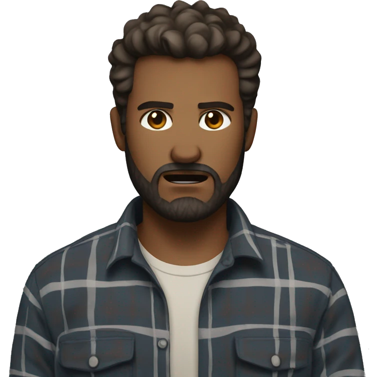 angry man with a beard and short scruffy medium brown hair wearing a flannel shirt emoji