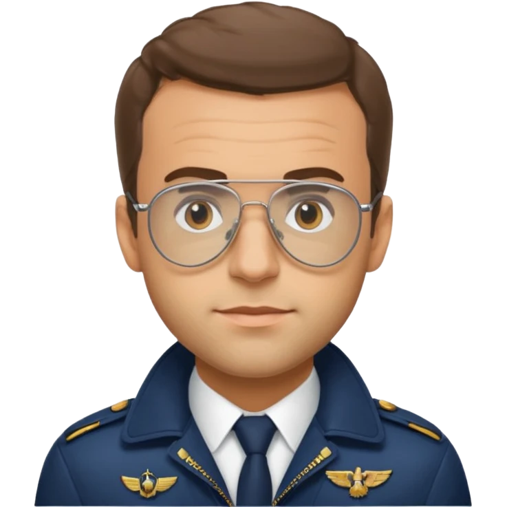 Emanuel macron avec des lunettes de pilot d’avion emoji