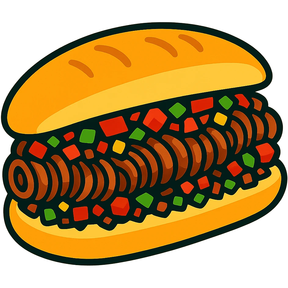 close-up appetizing kokoreç Turkish street food sandwich emoji