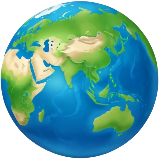 Minimalist Earth globe with landmasses shaped like 812 and also with "812" text written across the globe, iOS emoji style emoji