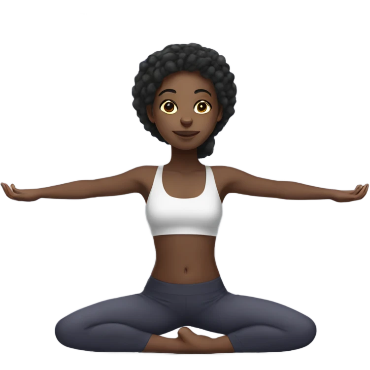 Black girl, straight hair, yoga emoji