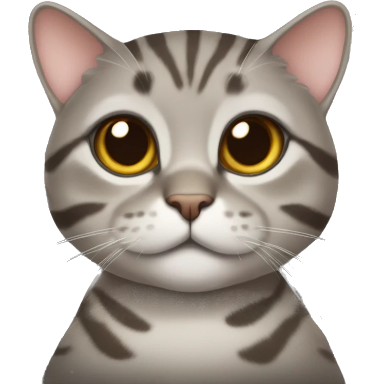 Chubby brown gray tabby cat WITH BROWN EYES emoji
