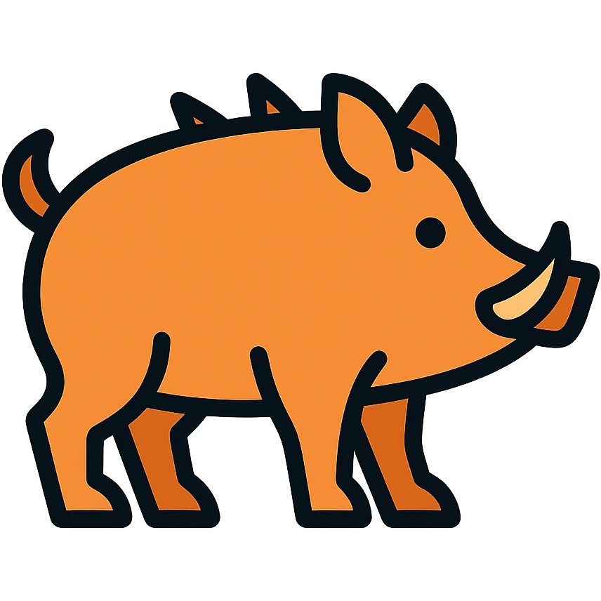 orange wild pig icon with color outline and black outlines emoji