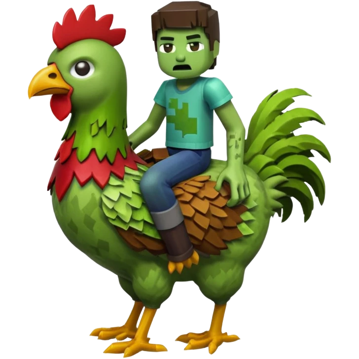 Minecraft zombie on Minecraft chicken emoji