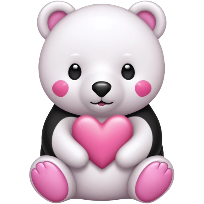  Oso Polar blanco corazón rosa kawaii emoji