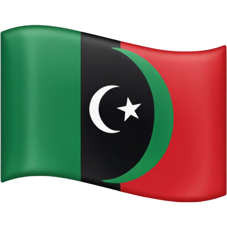 Libya flag emoji with red black and green horizontal stripes and a white crescent and star emoji