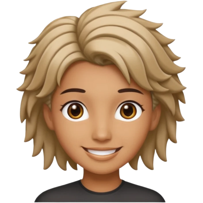 A person with a smile and AI-inspired hairstyle emoji