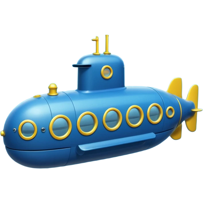 blue mini single submarine in cartoon  emoji