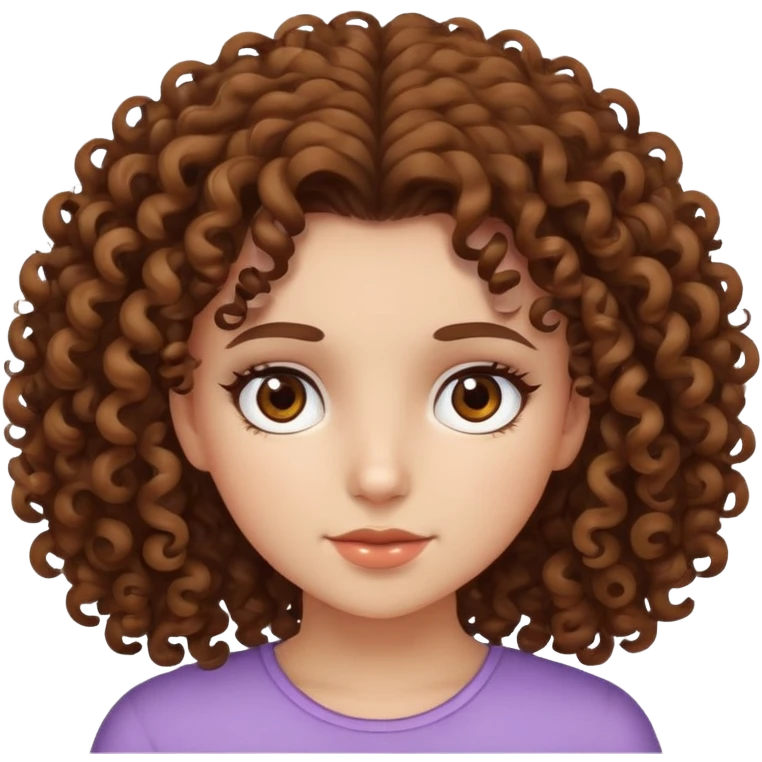 curly hair girl with brown eyes  emoji