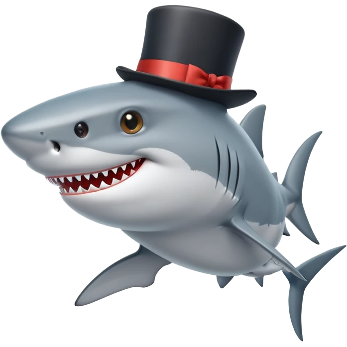 Shark with a top hat emoji