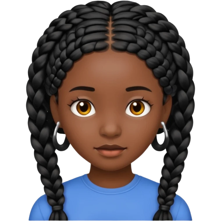 dark, black girl with black braids emoji