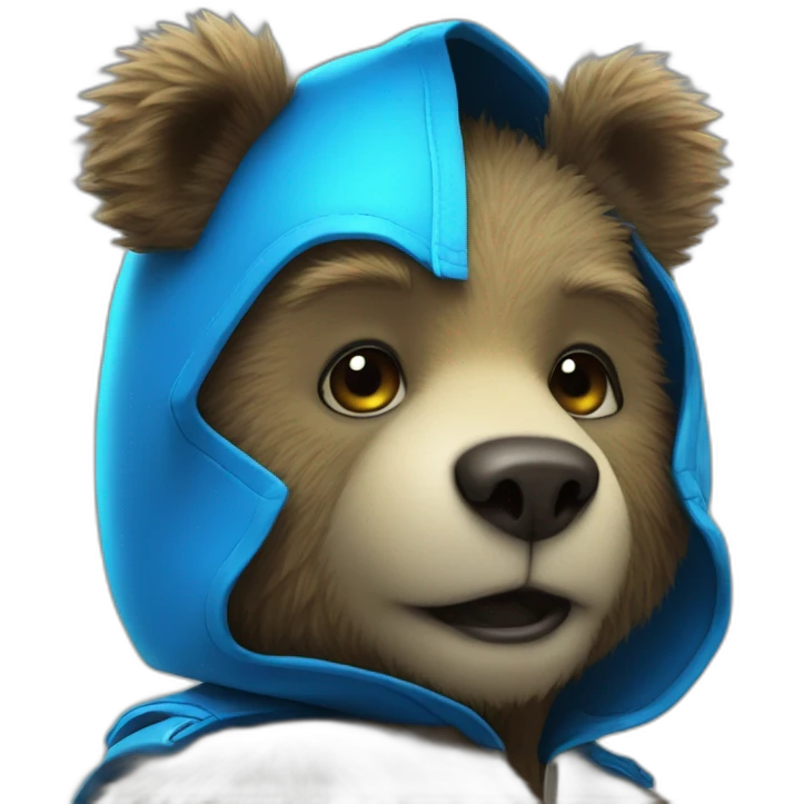 little blue neon punk bear peeking out emoji