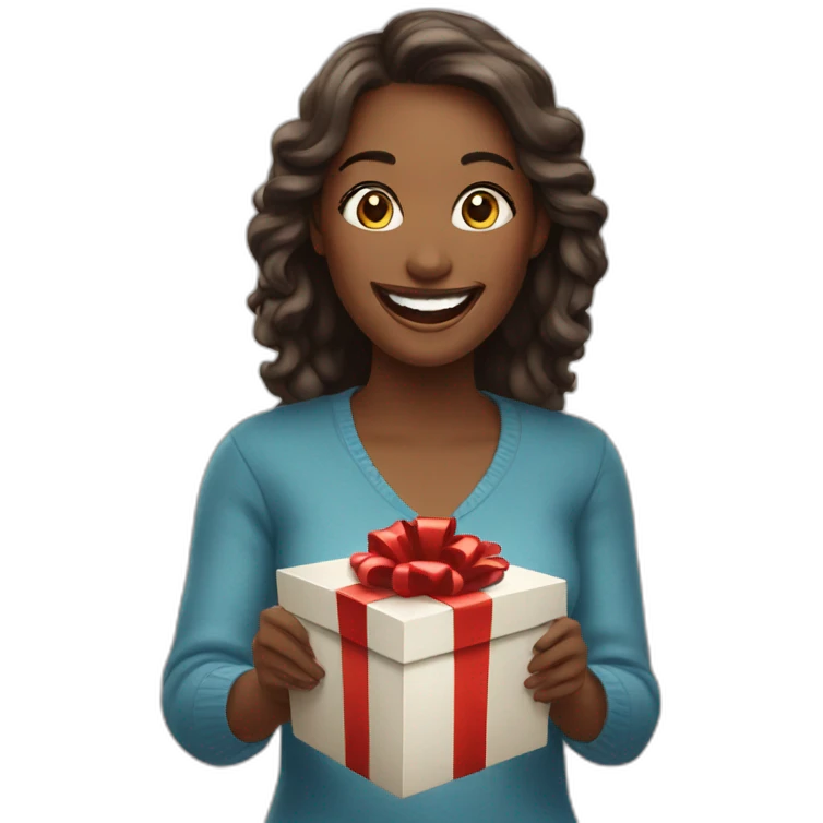 happy woman opening gift emoji