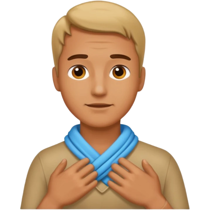 Man holding hands around neck emoji