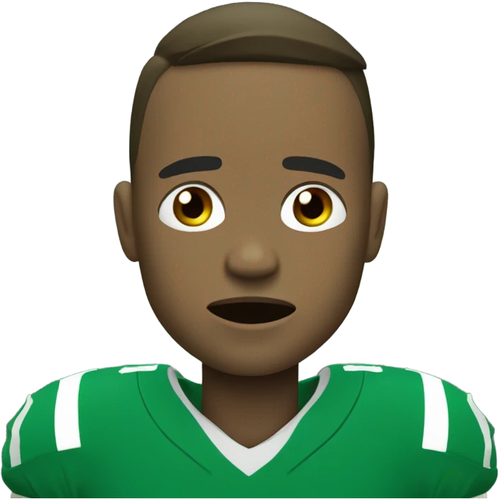 Green uniform football player crying emoji