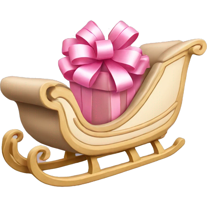 Beige sleigh with pink bows in detail emoji