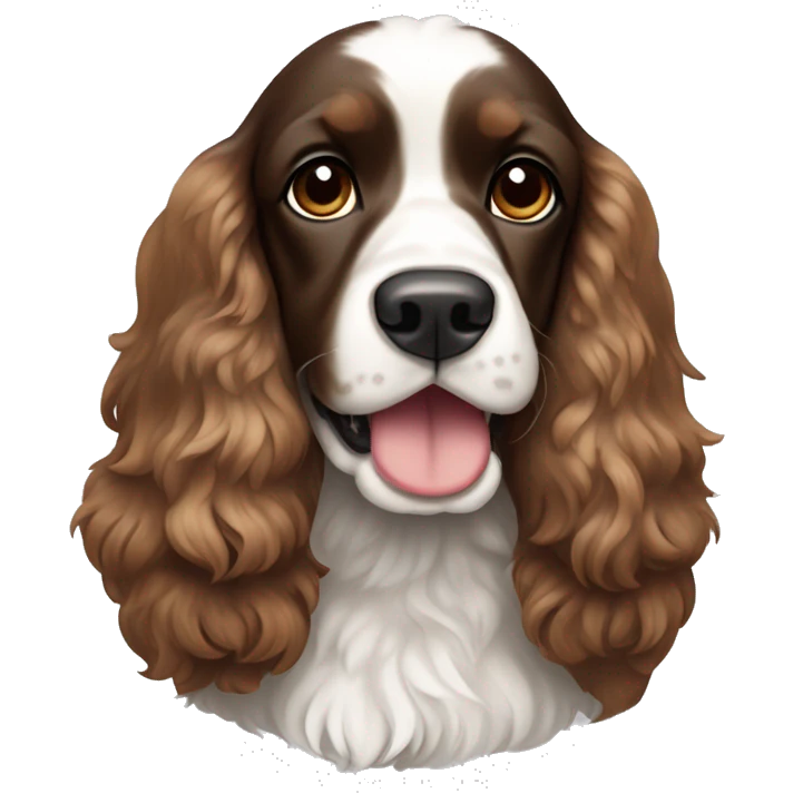Brown and white party cocker spaniel emoji