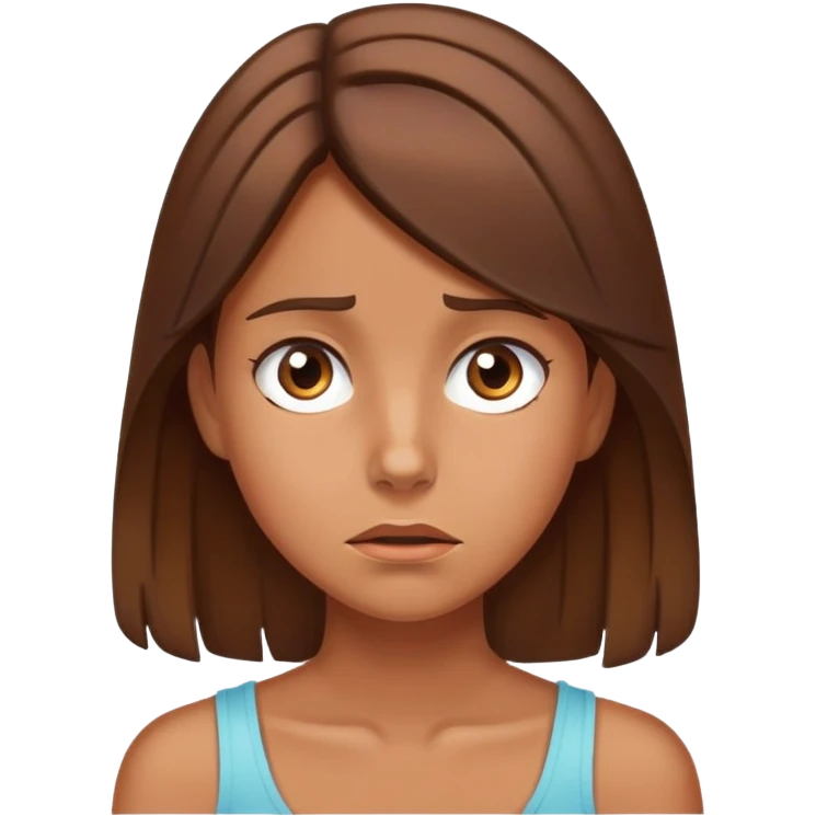Pretty tanned girl, stressed out emoji