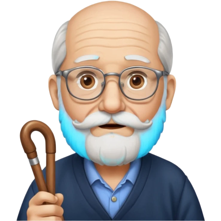Anciano barba blanca larga bastón audifonos sordera lentes  emoji