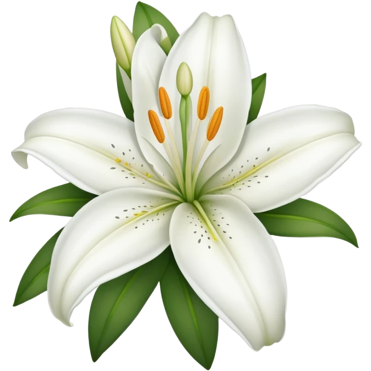 A hyperrealistic white Lily flower emoji