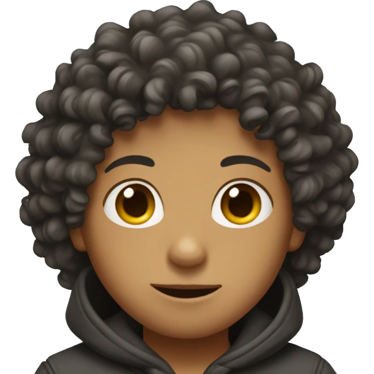 boy with curly hair and hood yn style emoji