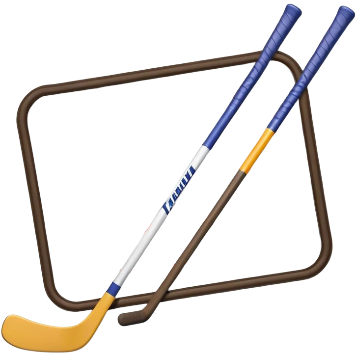 Outlined Minnesota state with hockey sticks in middle emoji
