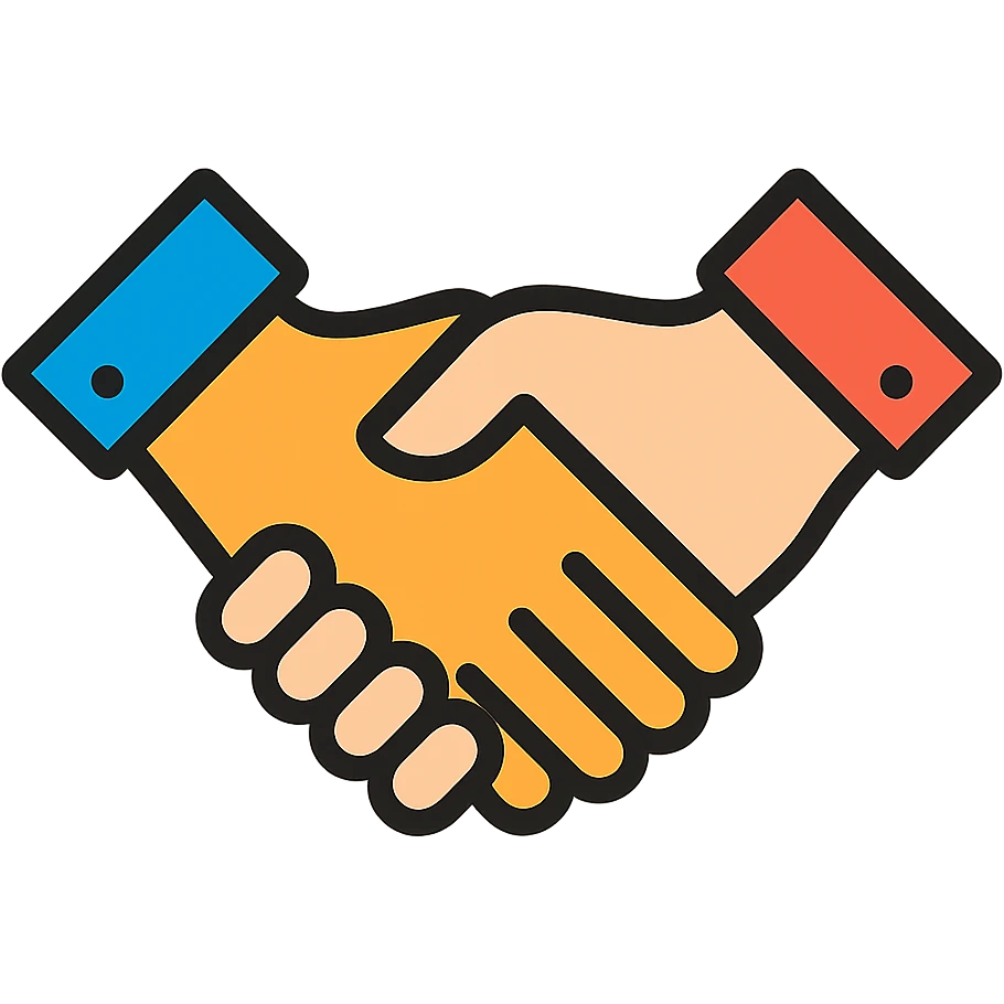 hand gesture representing a deal or agreement, two hands shaking emoji