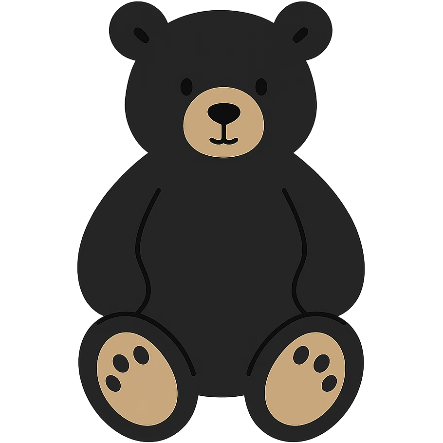 flat vector black bear jellycat plush emoji