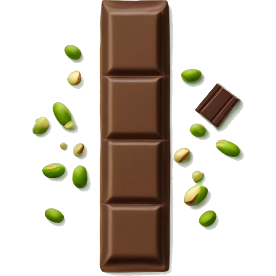 Chocolate bar split in half with pistachio cream inside  emoji