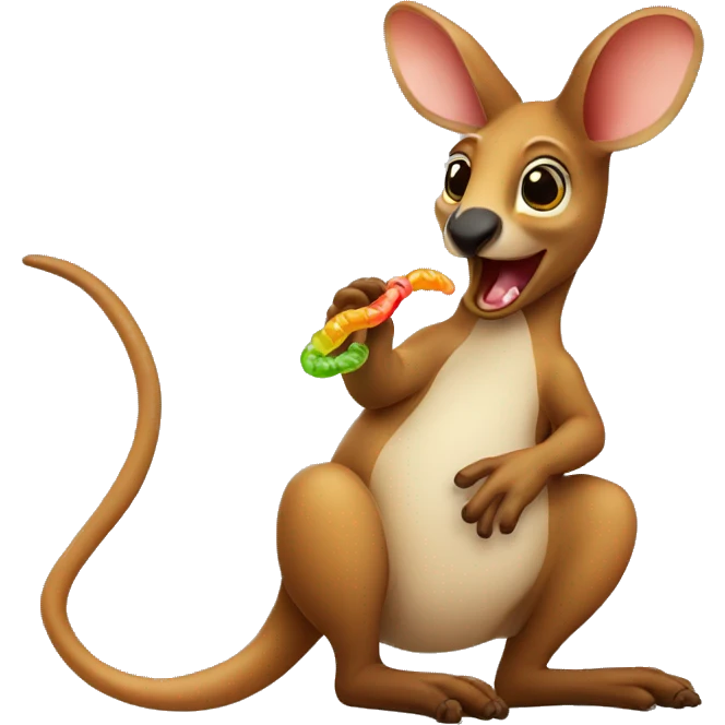 Kangaroo eating gummy worms emoji