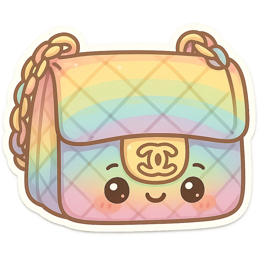 cute and exaggerated rainbow Chanel purse emoji