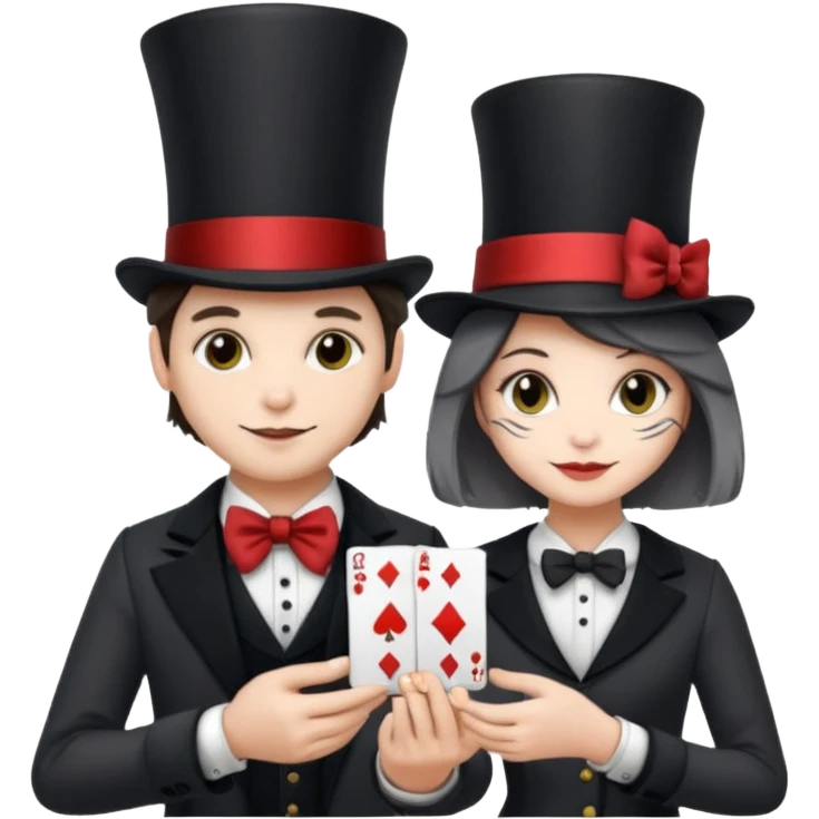 magician couple and their pet cat emoji