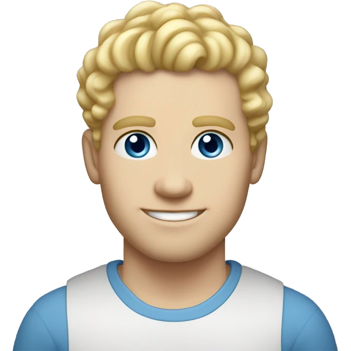 full body light curl blonde 30yo man blue eyed pale skin emoji