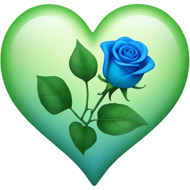 A heart with a blue and green rose through it emoji
